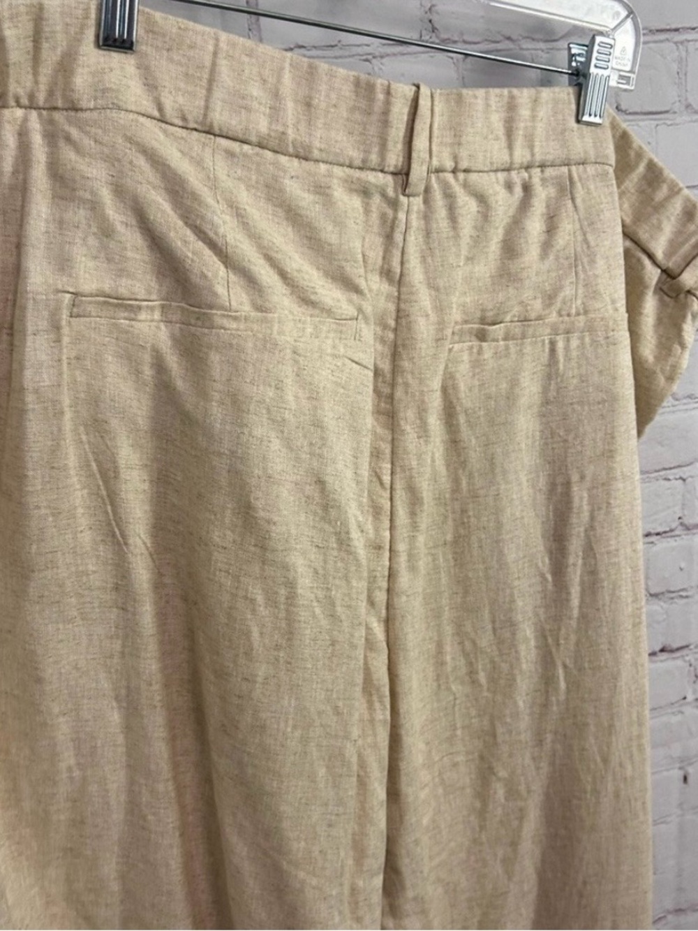 Abercrombie & Fitch Beige New High-Waist Wide-Leg Linen Blend Pants - Picture 7 of 8